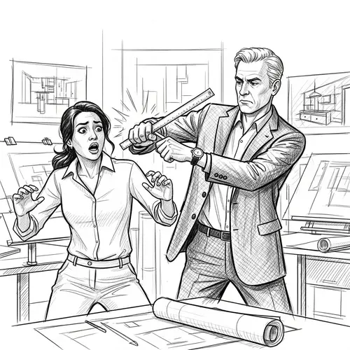 Caucasian Client vs. Female Interior Designer Sketch