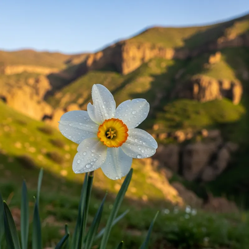 White Daffodil in Iranian Landscape White Daffodil in Iranian Landscape