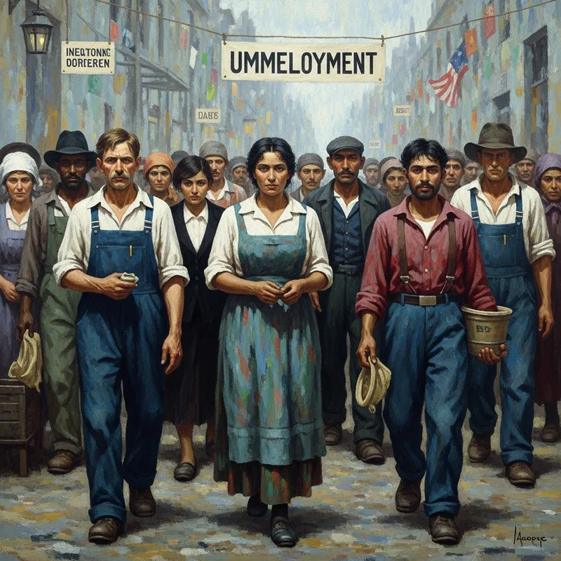 Emotive Impressionist Painting of Unemployment
