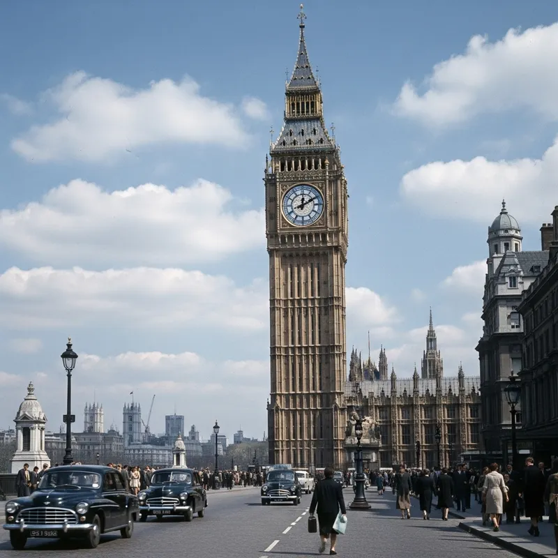 London Clock Tower in 1954: A Vintage Glimpse London Clock Tower in 1954: A Vintage Glimpse