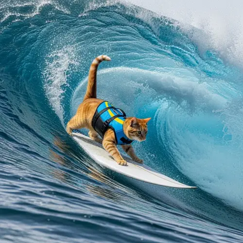 Surfing Cat Backflip: Epic Moment on Giant Wave