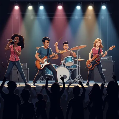 Rock Music Band Live Performance - Animated Image