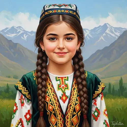 Traditional Tajik Girl - Rich Cultural Heritage | Artistic Painting