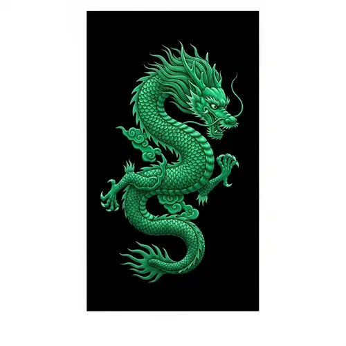 Intricately-Detailed Emerald Chinese Dragon Soaring Gracefully