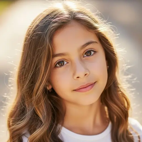 Innocent 8-Year-Old Hispanic Girl with Golden Hair