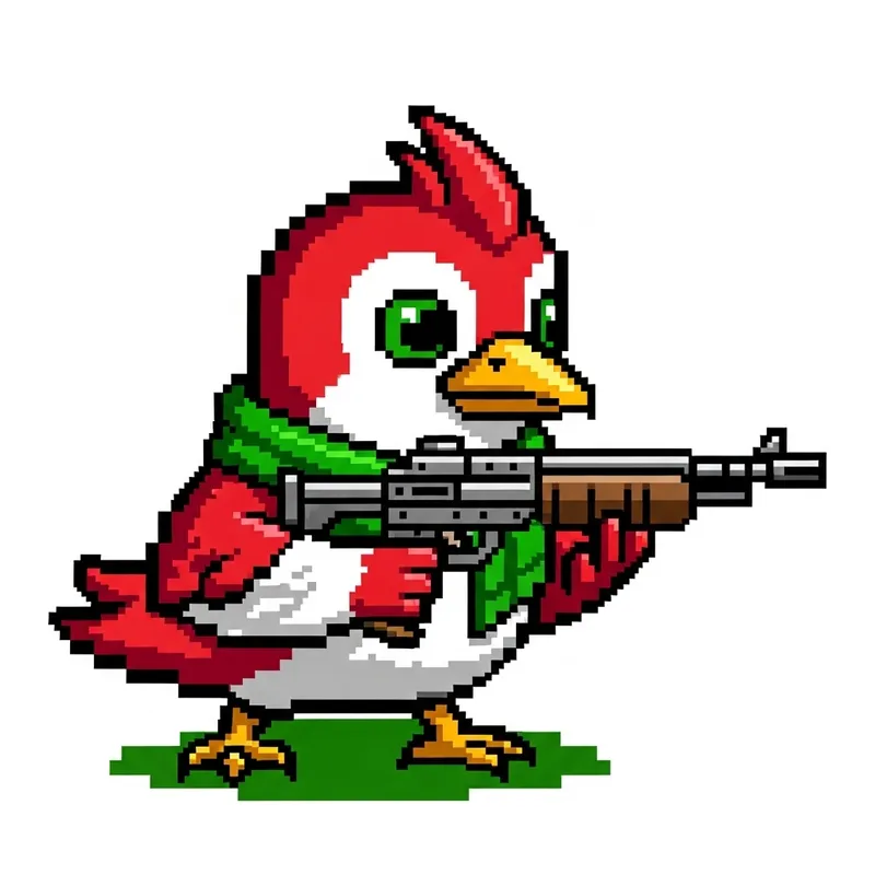 8-Bit Flappy Bird with Gun - Pixel Art Design