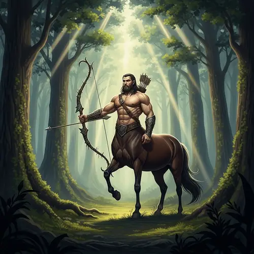 Mythical Centaur Hero in Enchanting Forest with Bow