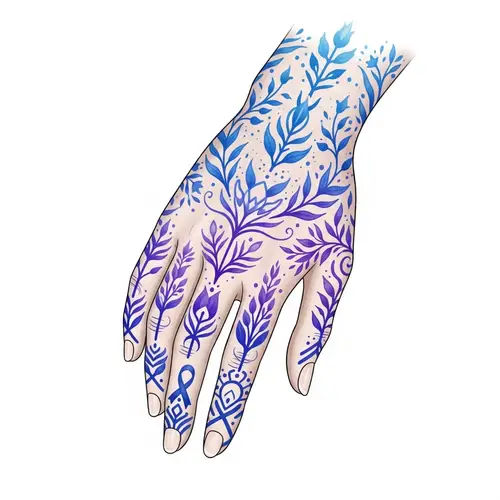 Tattoo Design: Trauma & Healing in Blue & Purple