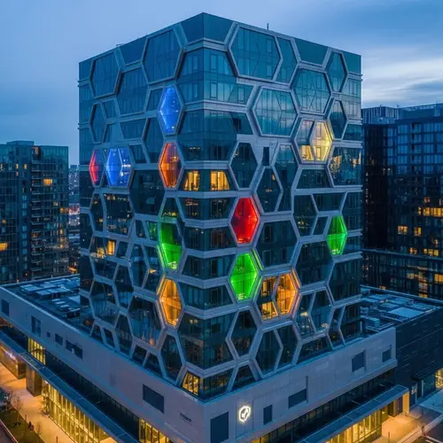 Futuristic Honeycomb-Inspired Hotel with Pentagon-Shaped Windows