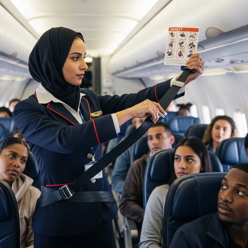 Qatar Airways Flight Attendant: Safety & Security Instructions