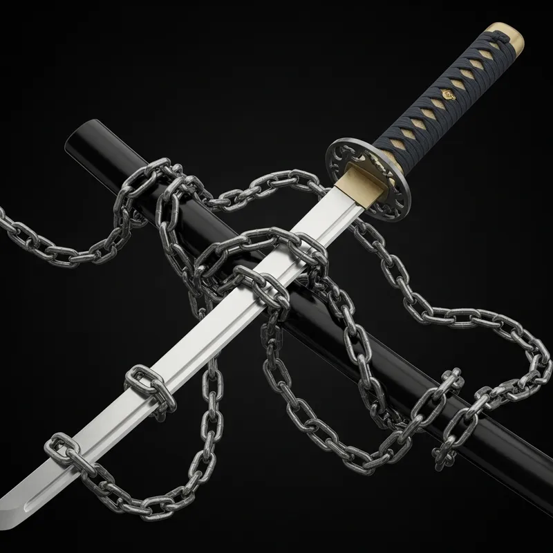 Katana Sword Wrapped in Intricate Chains