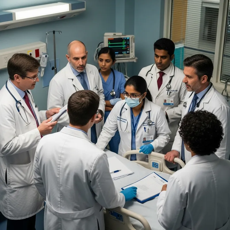 Diverse Group of Doctors in Hospital Interaction