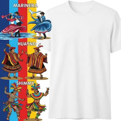 Peruvian Dance-Themed Striped T-Shirt Design