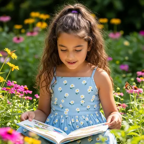 Adorable 9-Year-Old Hispanic-Caucasian Girl in Garden