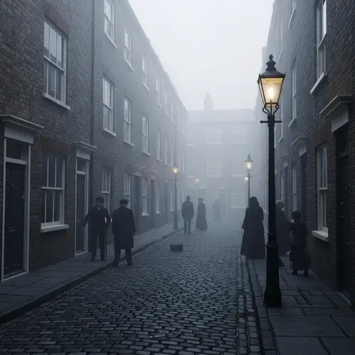 Victorian Era Foggy Alley in East End London