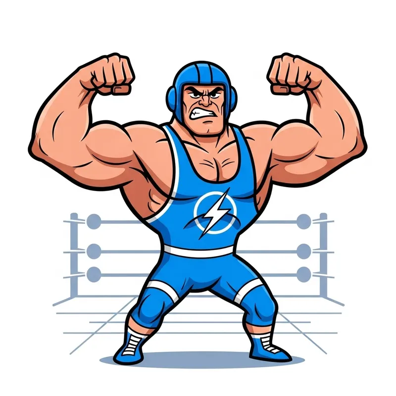 Electric Wrestler with Headgear in Professional Attire