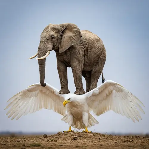 Impressive Elephant Balancing on White Eagle