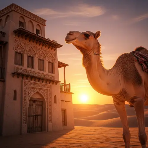 Majestic Camel in Tranquil Desert Scene