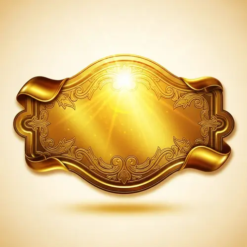 Elegant Golden Metallic Label with Intricate Designs