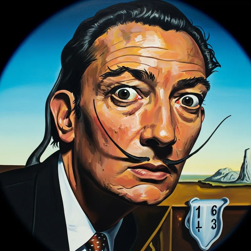 Surreal Human Face Portrait - Dali-inspired Abstract Art