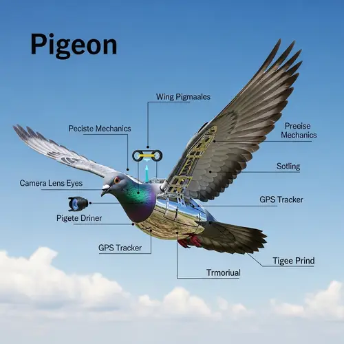 Stunning Pigeon Drone Illustration with Annotations