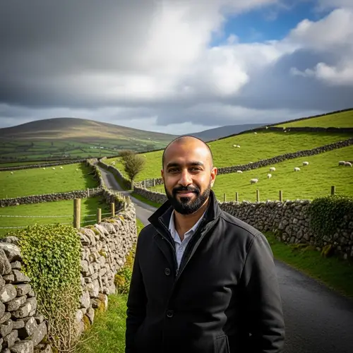 Handsome South Asian Man in Irish Countryside