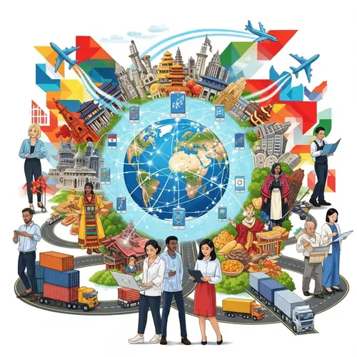 Globalization Symbolism with Diverse Cultural Elements