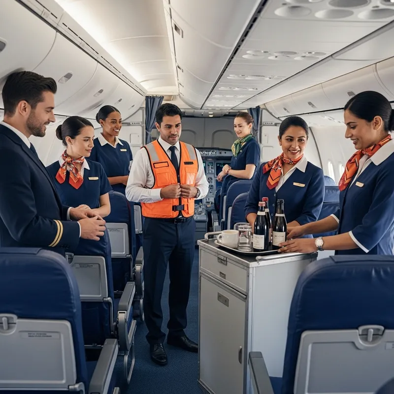 Professional Flight Attendants | Diverse Airplane Crew