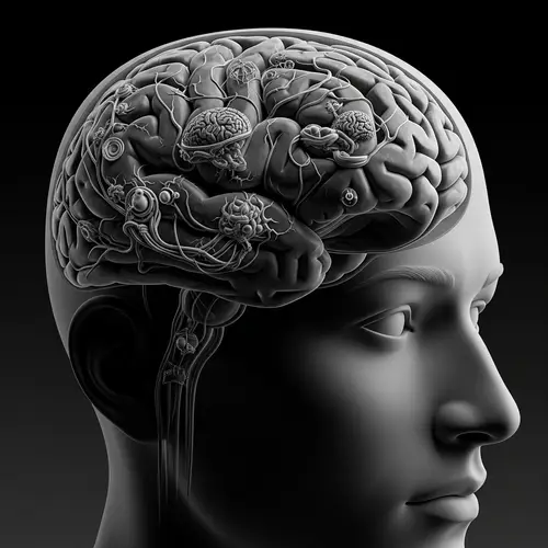 Surrealistic Monochrome Brain Art for Mental Health