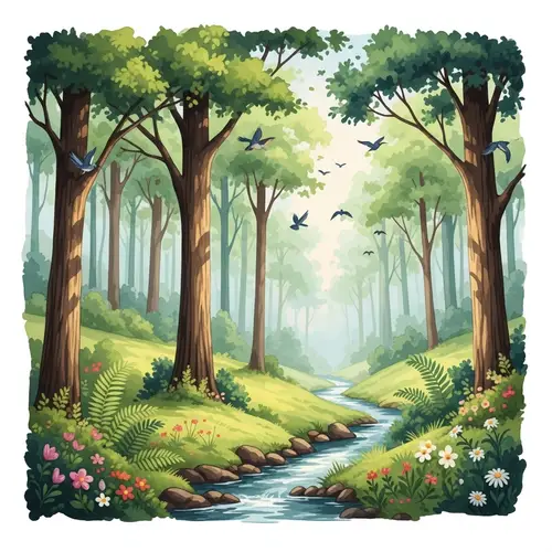 Tranquil Forest Watercolor Art