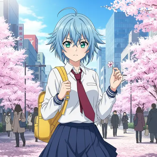 Anime-Style Young Female Character Design with Emerald Green Eyes