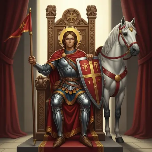 Saint George on Throne: Brave, Gallant & Loyal Symbol