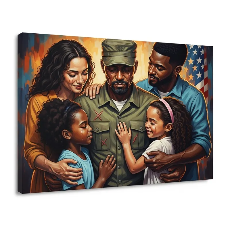 Resilient Veteran and Family Acrylic Painting | Emotional Expressions