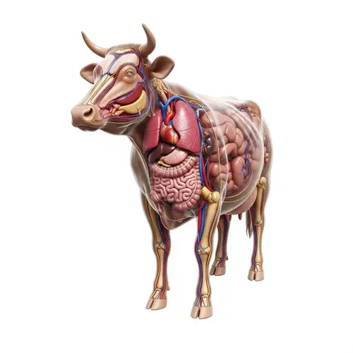 Cow's Inner Organs Anatomical Illustration