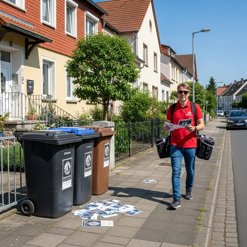 Captivating Street Scene: Distributor & Flyer-filled Bins