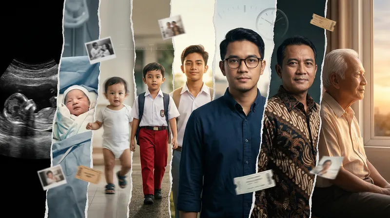 Cinematic Collage: A Man's Life Journey in One Frame