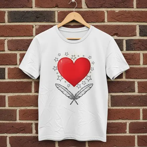 White T-Shirt with Heart Graphic | Unique Design