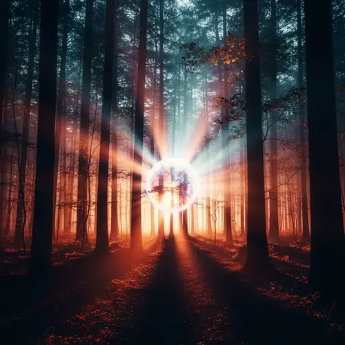Mystical Forest with Glowing Orb: Ethereal Nature Scene