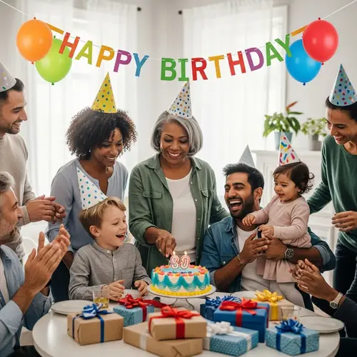 Lively Birthday Celebration with Cake, Balloons & Friends | Website