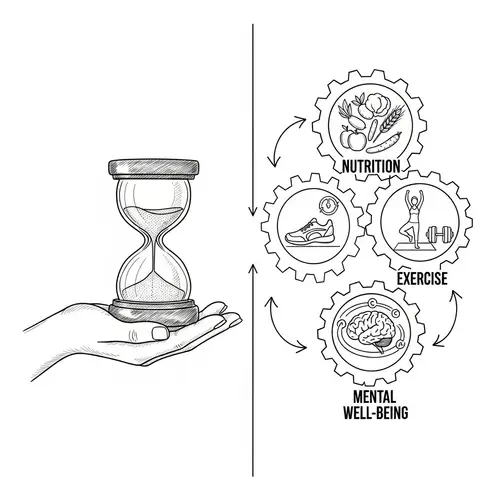 Levers of Longevity: Balanced Nutrition, Exercise, and Mental Well-being