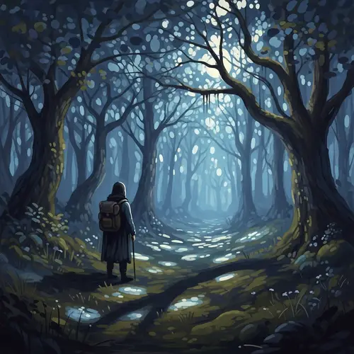 Mystical Forest Bathed in Ethereal Moonlight - Fantasy Scene