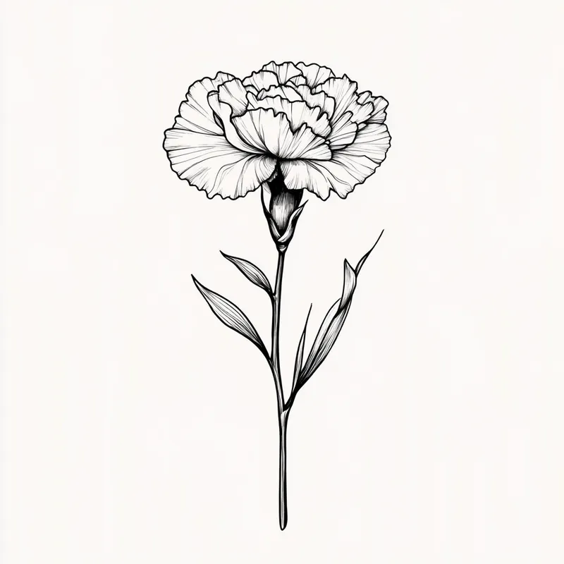 Minimalist January Carnation Flower Tattoo Design Minimalist January Carnation Flower Tattoo Design