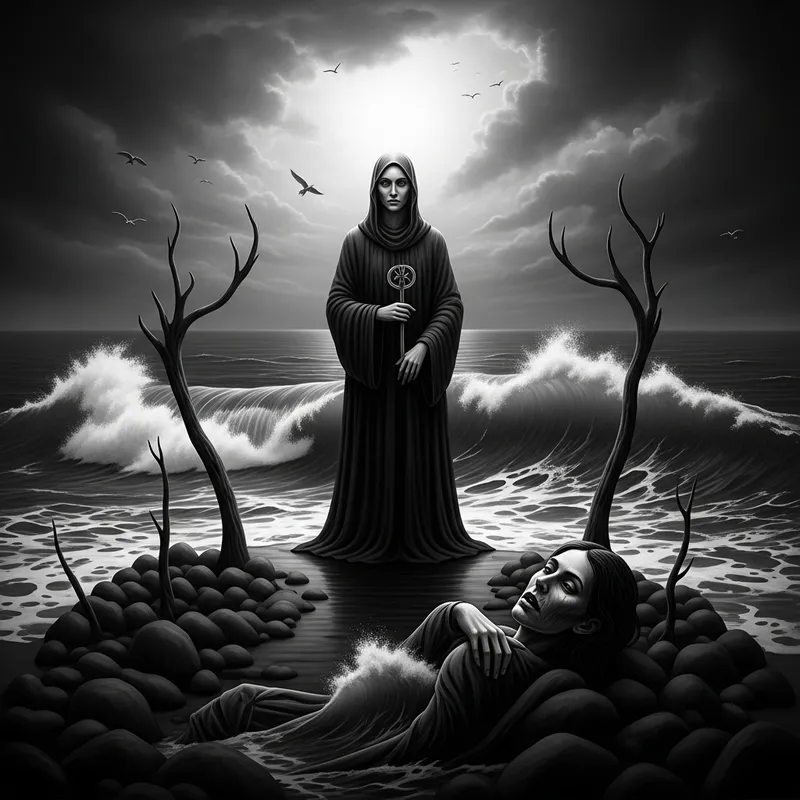 Surreal Death Undertow: Monochrome Waves Artwork Surreal Death Undertow: Monochrome Waves Artwork