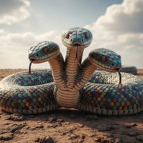 Three-Headed Snake: Multicolored Creature Mesmerizes in the Desert