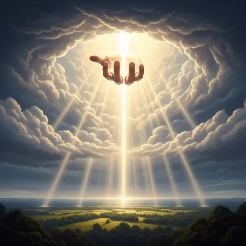 Celestial Hand Reaching Down to Earth | Divine Radiance Scene