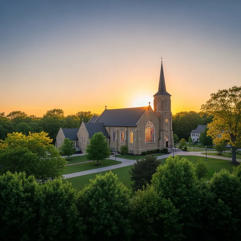 Tranquil Church Scene | Calming & Serene Landscape View
