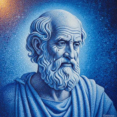 Epictetus Oil Painting in Pointillism Style
