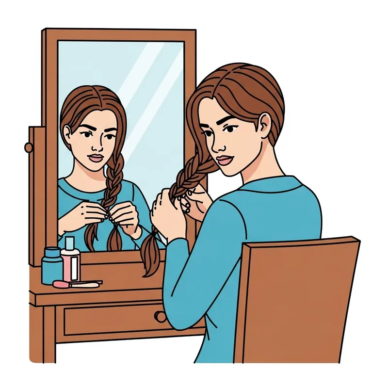 Simple Clip Art of Woman Braiding Hair | Natural Beauty Scene