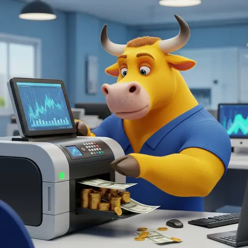 Yellow Bull Making Money with High-Tech Printer