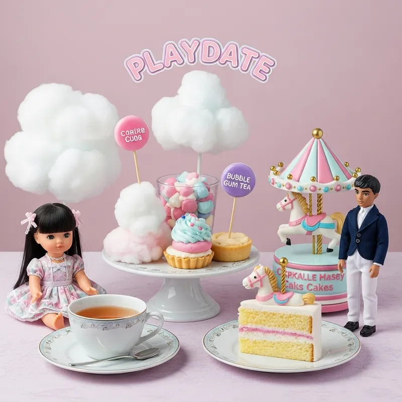 Playdate Inspired Whimsical Tea Party Menu with Cotton Candy Clouds & Bubblegum Tea